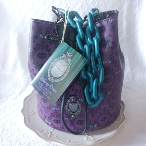 Disney Parks × Loungefly The Haunted Mansion Wallpaper Drawstring Purse GITD - Picture 11 of 11